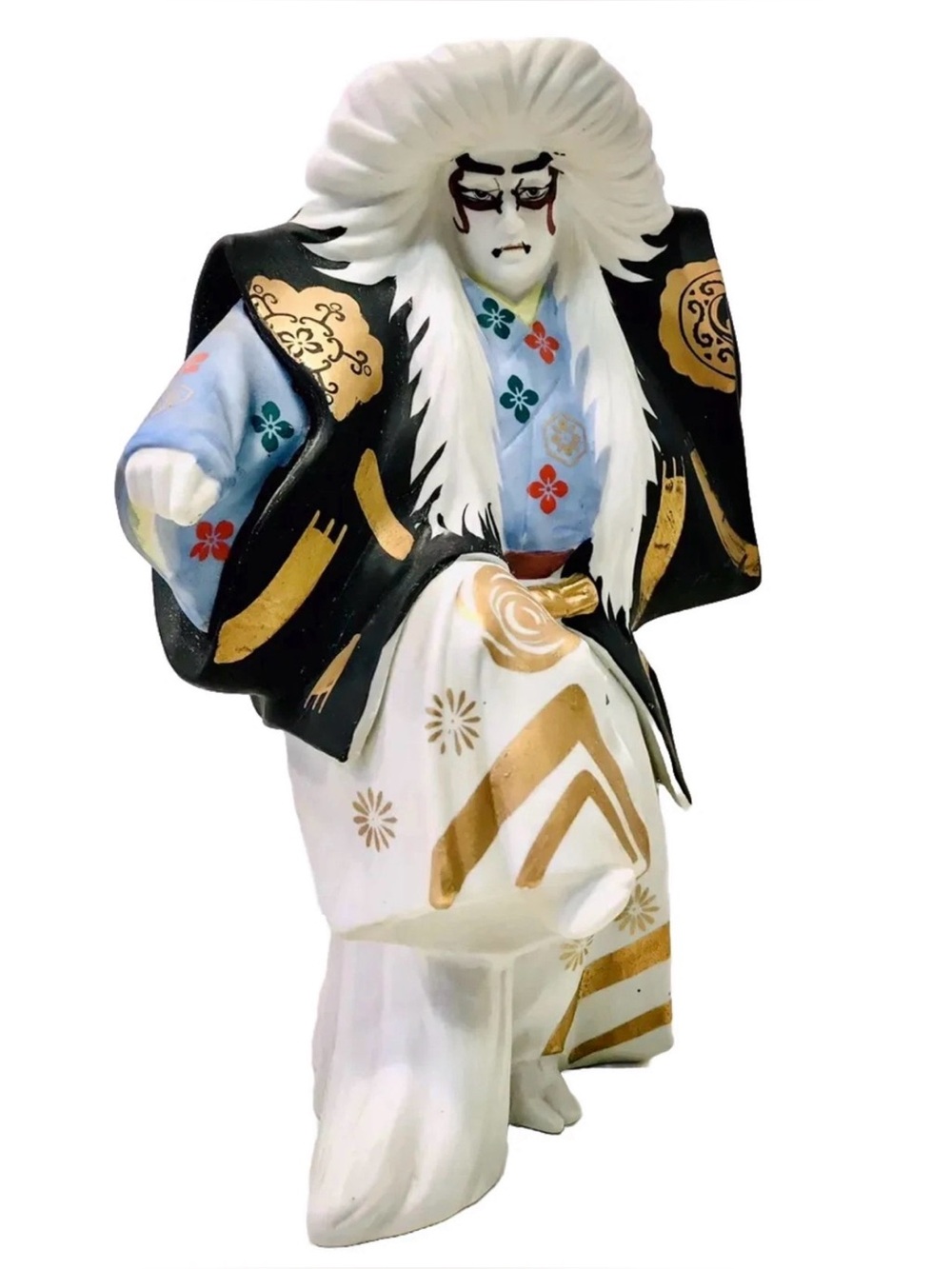 House Of Koshu Vintage 50s Porcelain Bisque Kabuki Japanese Lion Dancer Decanter